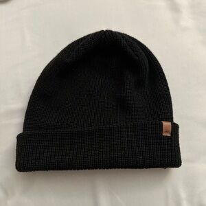 Roots Black Knit Hat with Brown Tag